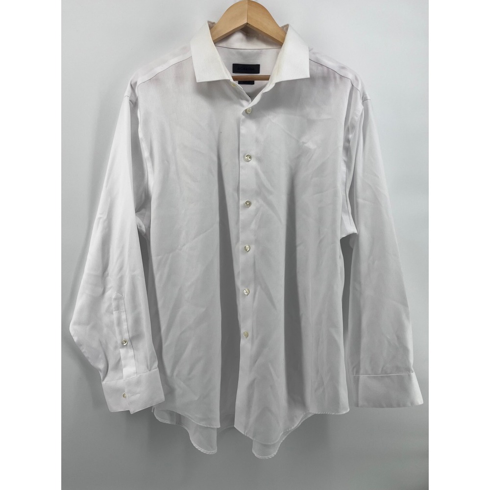 CK Calvin Klein Mens Slim Fit Non Iron Dress Shirt White 16 32/33 Two Ply
